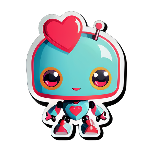 Un lindo robot con ojos de corazón sticker