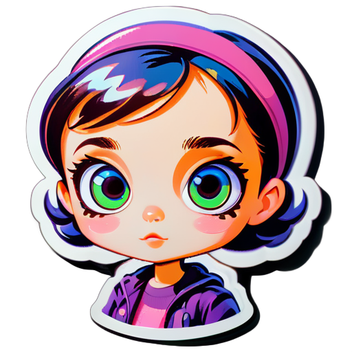 A girl with big eyes sticker