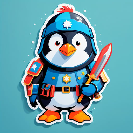 Tapferer Pinguin Soldat sticker