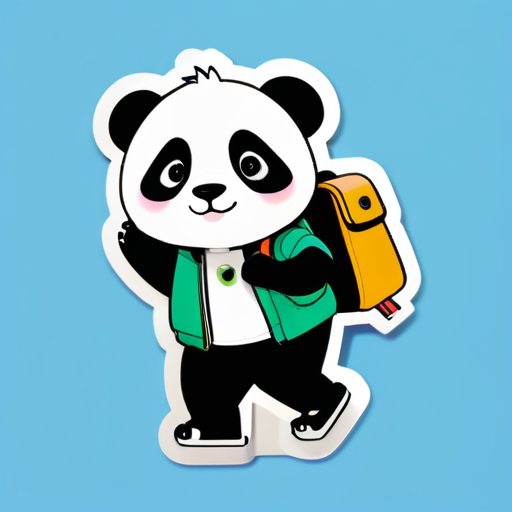 panda,city walking,with camera, with bag sticker