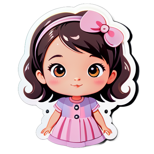 Cute little girl sticker