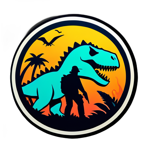 Ark survival Sticker with a last survivor and dinosaur 
 sticker