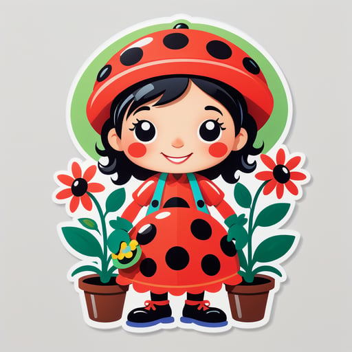 밝은 무당벌레 정원사 sticker