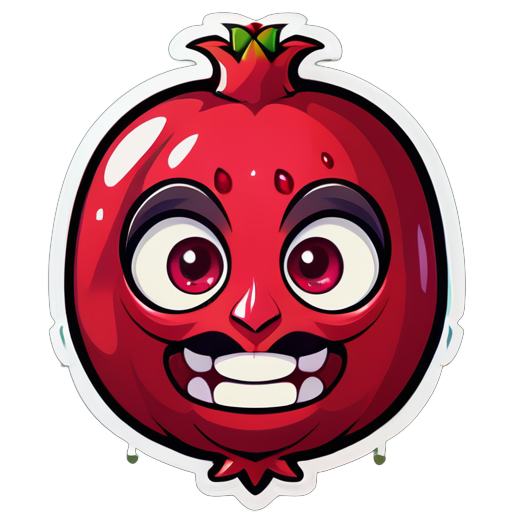 Pomegranate as the face of a human with human body and realistic (DONT MAKE IT LIKE A CARTOON) sticker