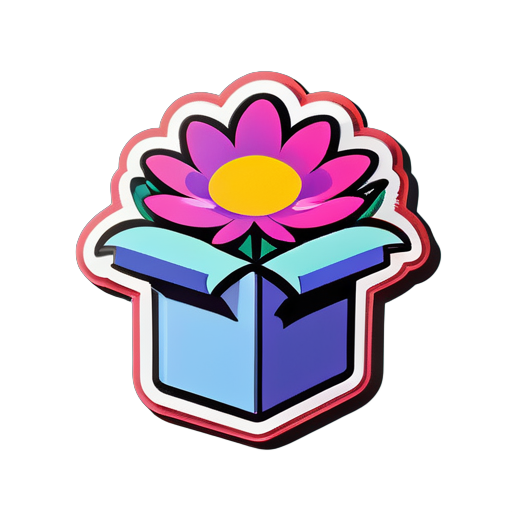 An open box on a flower sticker