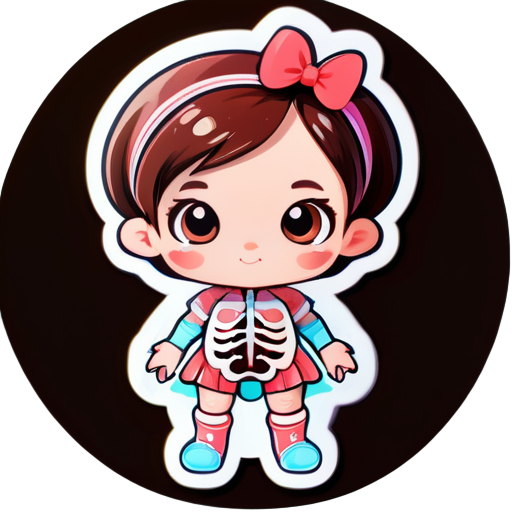 A cute little girl anatomy  sticker