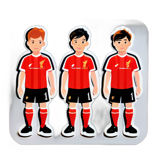 3 men wearing Liverpool football kits sticker