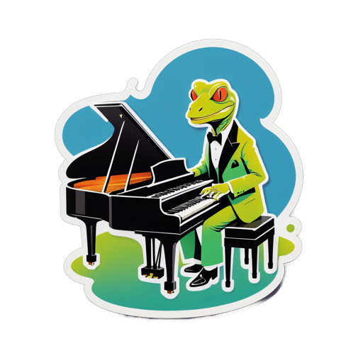 Lézard de salon avec piano sticker