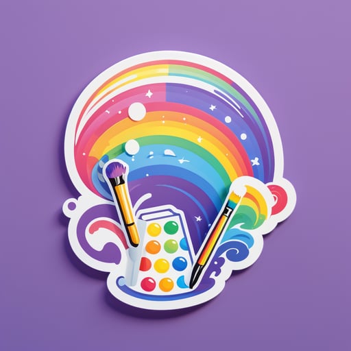 Glückselige Regenbogenmalerin sticker