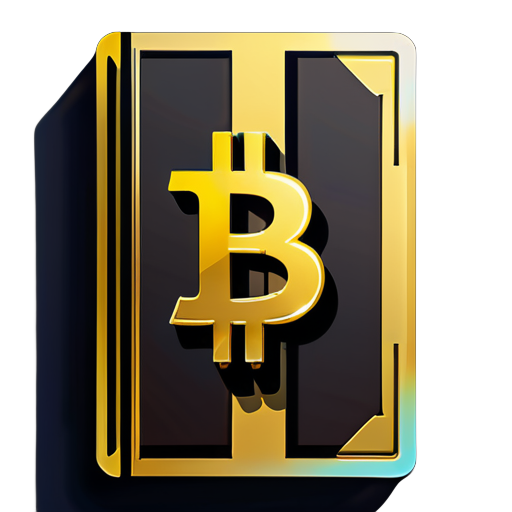 The golden Bitcoin logo on the front of a book sticker