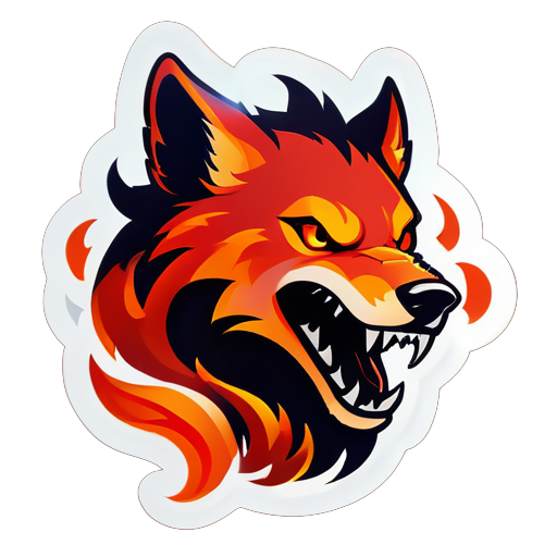 Ein feuriges rotes und oranges Wolfs-Silhouette, umgeben von wirbelnden Flammen. Der Text "Inferno Howl Gaming" ist mit flammenähnlichen Elementen verziert, die das feurige Thema unterstreichen. sticker