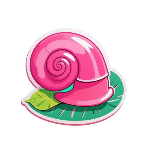 Escargot rose glissant sur une feuille sticker