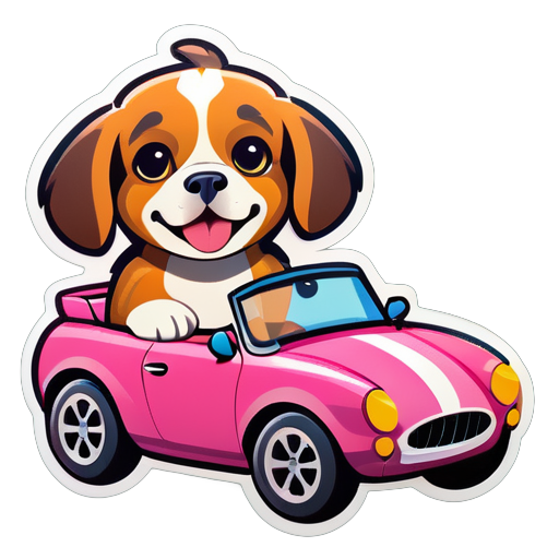 A sports car carrying a dog sticker