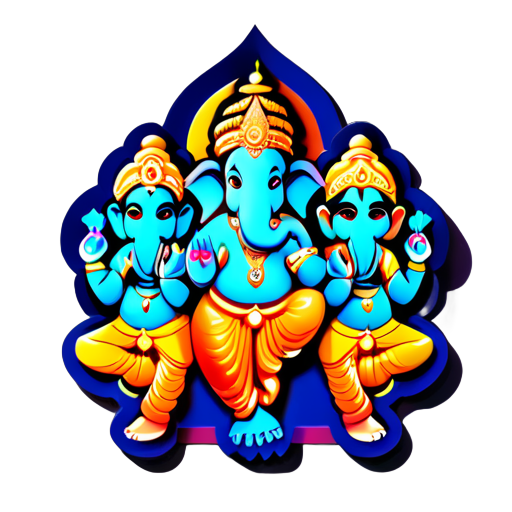 lord Ganesh 與他的父母 shiva、Parvathi 和他的兄弟 Subramanya sticker