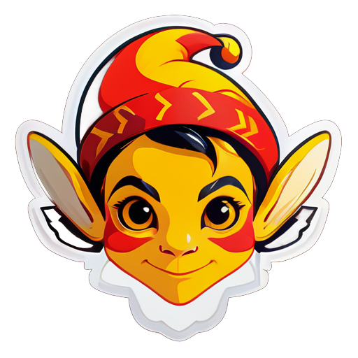 Un portrait de petit lutin abeille avec une palette de couleurs rouge et jaune sticker