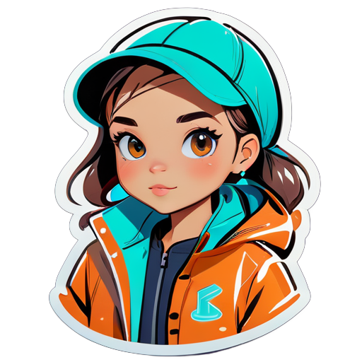 Sketch of a girl wearing a windbreaker sticker