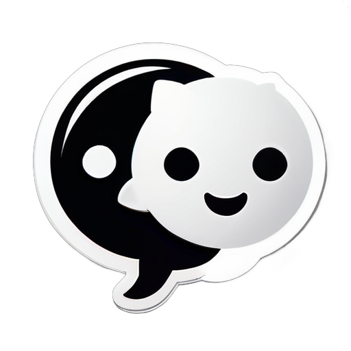 Icône pour application de chat blanc et noir sticker