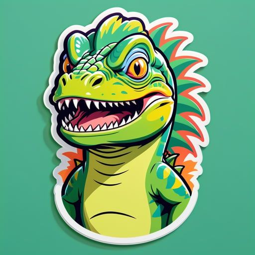 Alarmed Iguana Meme sticker