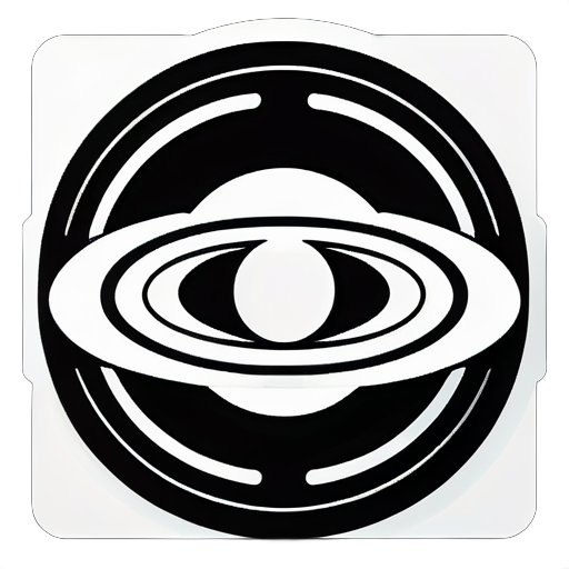 Saturn en estilo Nintendo, símbolos de formas redondas y cuadradas, solo en blanco y negro sticker