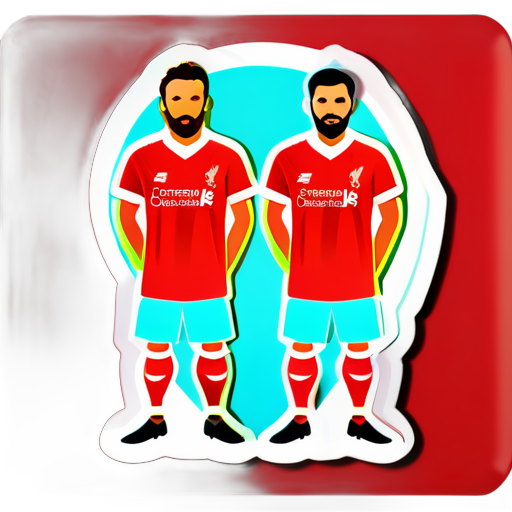 Três homens vestindo uniformes de futebol vermelhos do Liverpool sticker