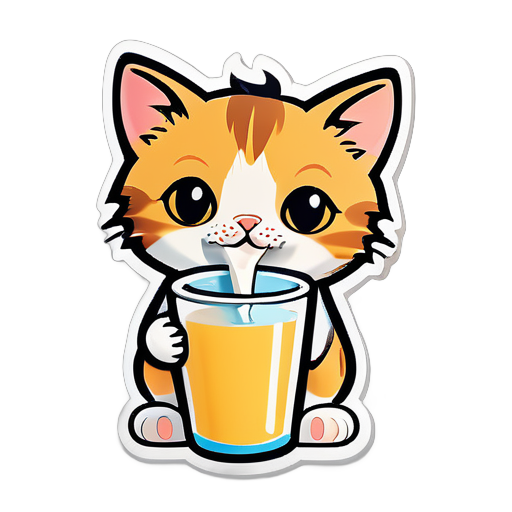 cat drinking milk
 sticker