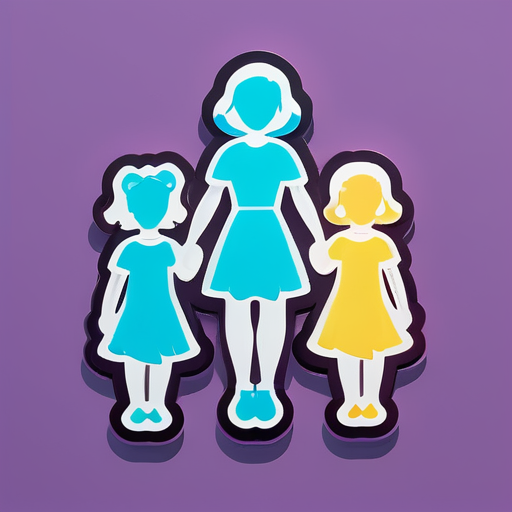 una mamá con dos hijas sticker