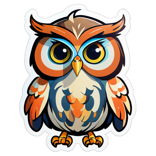 This Is An Illustration Of Cartoon Portrait Funny Nursery Schetch Drawn Tall Thin Funny owl Like Creature sticke sticker