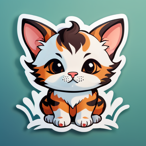 Calm kitten with bull-like nostrils sticker