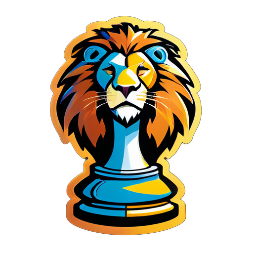 Lion aux échecs sticker