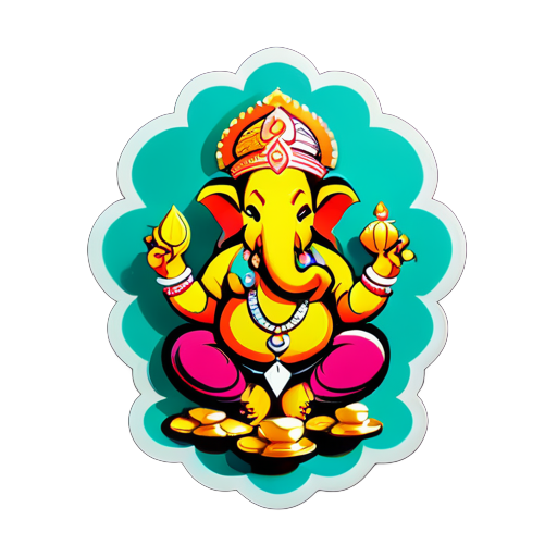 Lord Ganesha con más dinero sticker