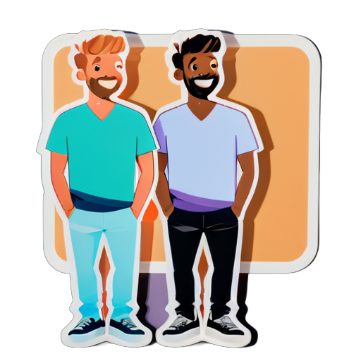 Trois amis masculins qui traînent ensemble sticker