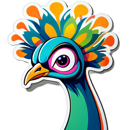 Esta es una ilustración de un retrato de caricatura divertido de un esbozo de guardería dibujado de una criatura alta y delgada parecida a un pavo real divertido sticker