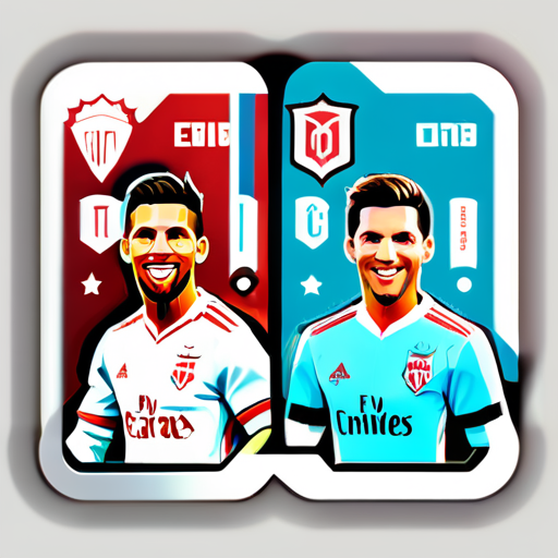 crea 3 stickers (adhesivos) (se parecen a unas pegatinas con borde blanco) de los temas
1 Cristiano Ronaldo 
2 Lionel MEssi
3 Celta de vigo 
Todo ello en stickers separados
 sticker