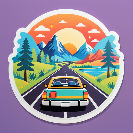 Cenário de Viagem de Carro sticker