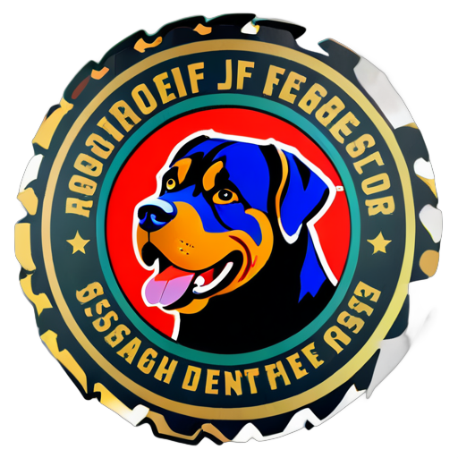 In einem Kreis soll mittig ein Rottweiler Kopf. Um den Kreis herum der Text "Verein deutscher Kampfhunde seit 1957" sticker