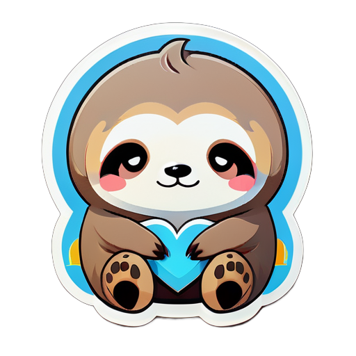 Sad chibi sloth with final heart cloud coming out of Sticker
 sticker