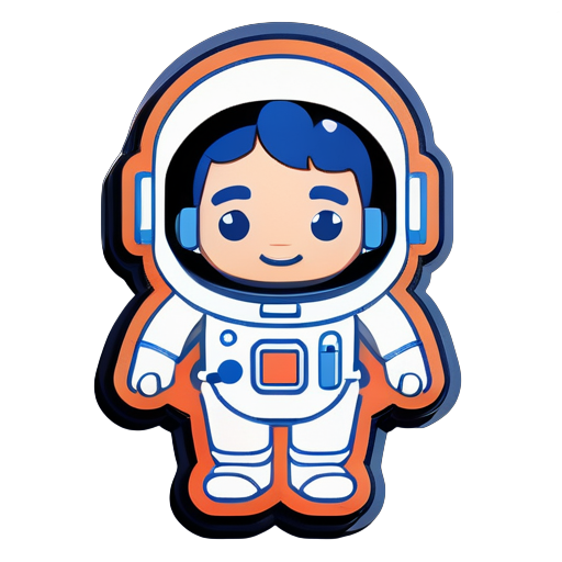 Astronaut avatar on Nintendo style, drawn in one stroke, only deep blue, minimalist style sticker