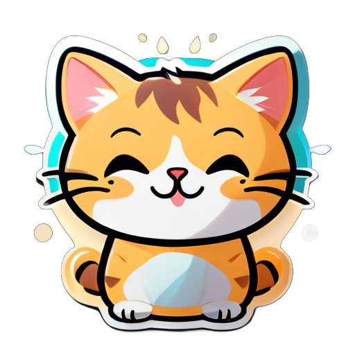 cute cat say morning sticker