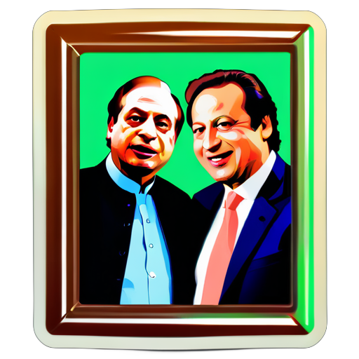 sticker of nawaz sharif and imran khan with one frame sticker