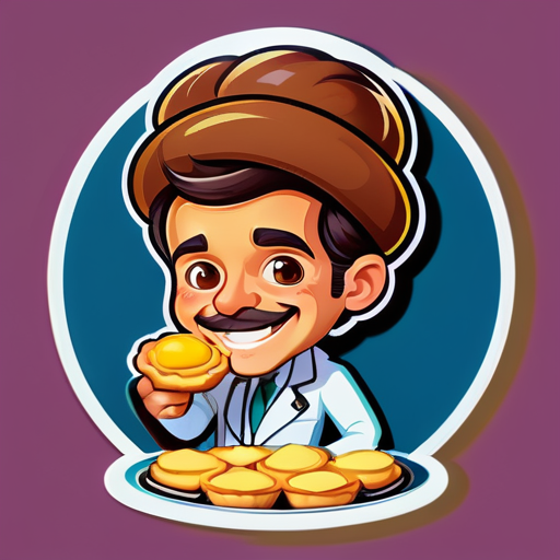 doctor eats a Portuguese egg tarts sticker