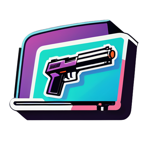 Point gun to laptop sticker