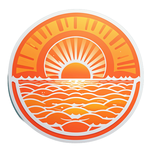 Orange Sun Setting Over the Ocean sticker