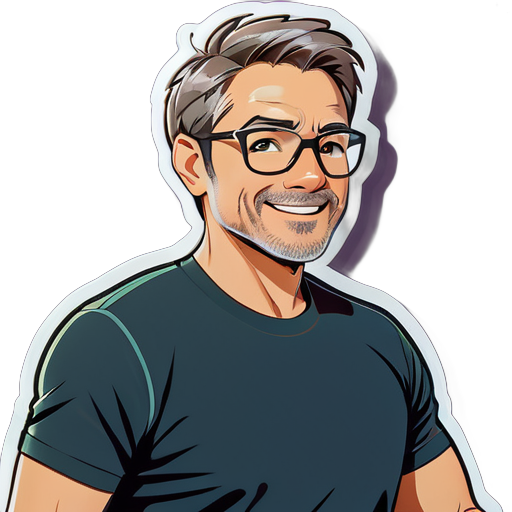 Fitness, wearing glasses, inch hair, handsome middle-aged man sticker