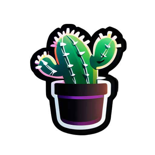 dark  coding logo with cactus sticker