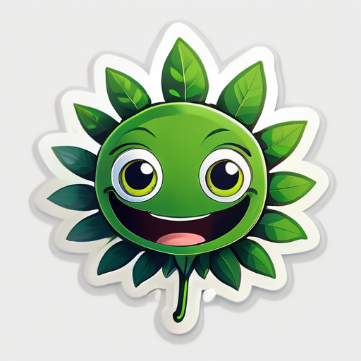 A happy cannabis leaf with big, cute eyes and a wide smile. sticker