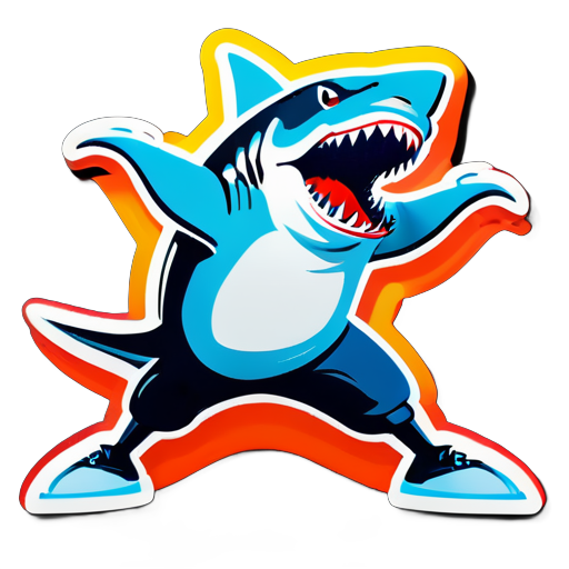 Dancing shark hip hop sticker