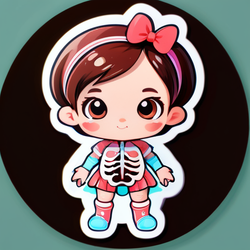 A cute little girl anatomy  sticker