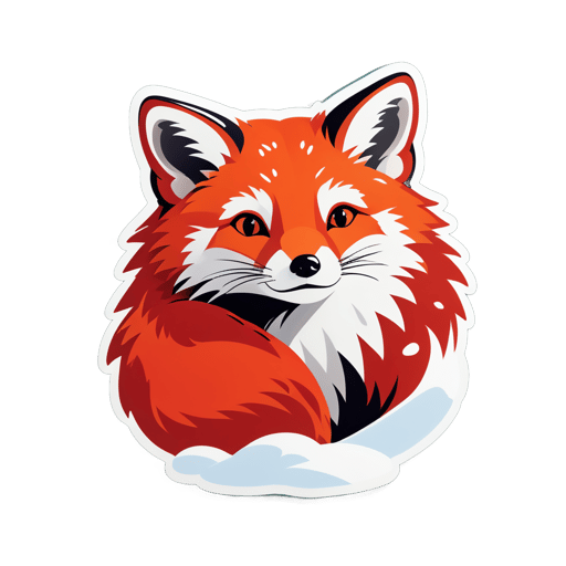 Renard roux se cachant dans la neige sticker