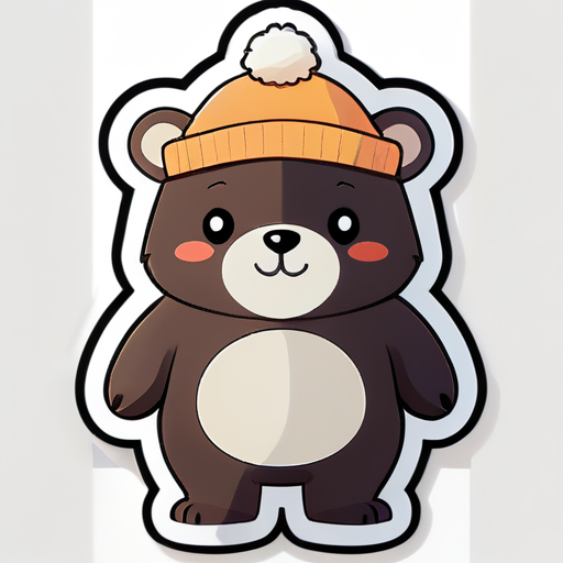 I want a sticker pack of a bear wearing a hat in all the stickers. The stickers should be cute, minimal and light colored. sticker