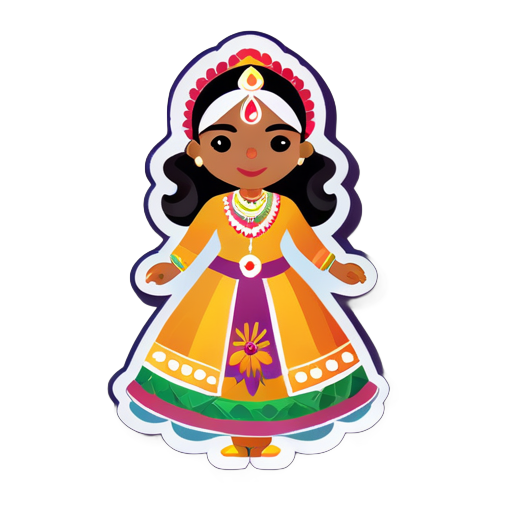 Una mujer india con vestimenta tradicional sticker